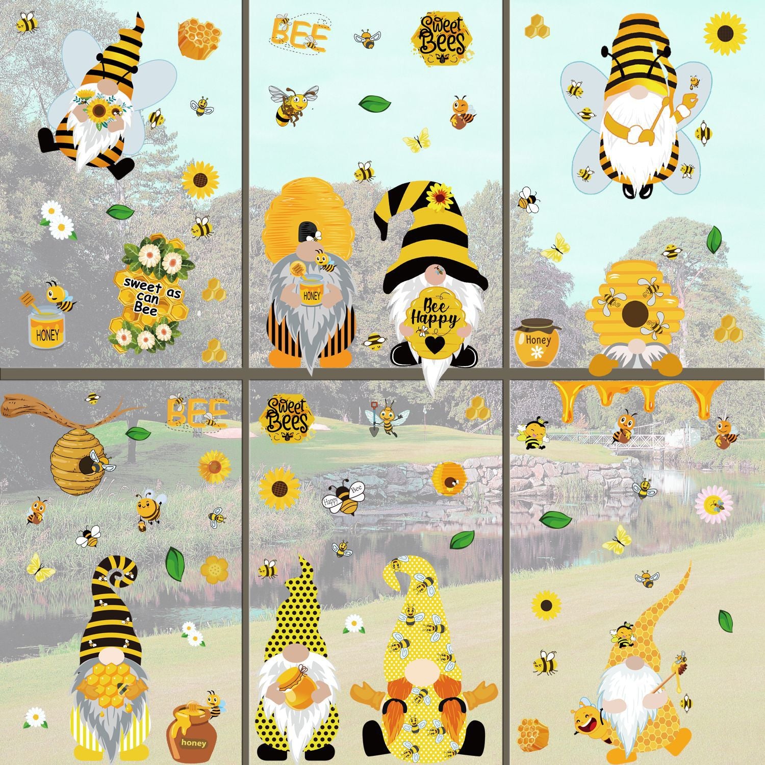Bee Gnomes Sticker, Bee Festival Gnomes Creative Window Glass Window Stickers, Honey Bee Gnomes For Sale, Bumble Bee Gnomes, Honey Bee Gnomes Fabric, Honey Bee Gnomes Quilt Pattern, Ceramic Bee Gnome, Bee Garden Gnome, Diy Bee Gnomes, Bee Happy gnomes, Bee Kind Gnome, Bee Hive Gnomes.