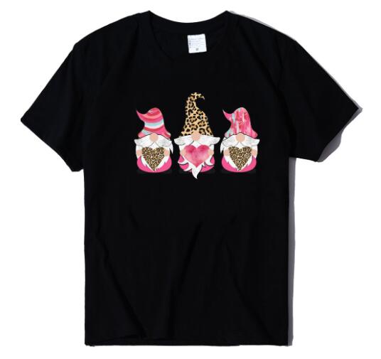 Three Gnome Holding Love Print Ladies Short Sleeve T-shirts - Decognomes