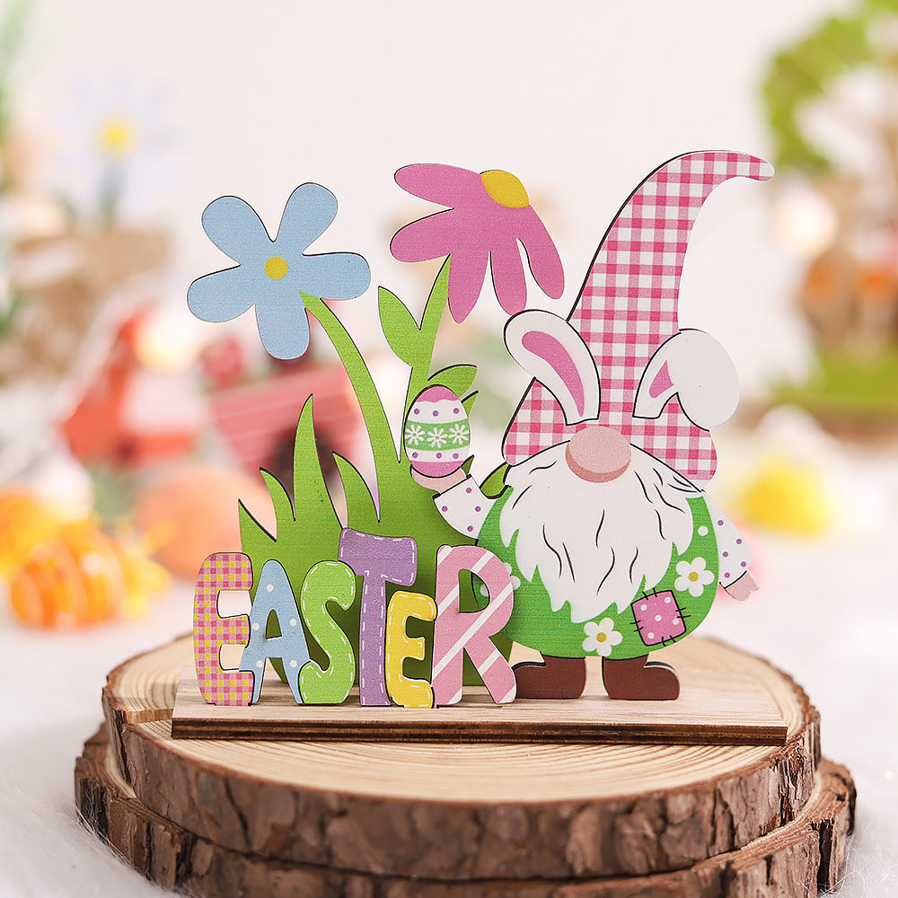 Easter Wooden Crafts Decoration Scene Dress Up Props, Easter Wooden Gnomes, Easter gnomes