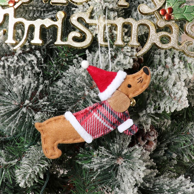 Christmas Decorations Dressing Sausage Dog Small Pendant, Outdoor and Indoor Christmas decorations Items, Christmas ornaments, Christmas tree decorations, salt dough ornaments, Christmas window decorations, cheap Christmas decorations, snowmen, and ornaments.