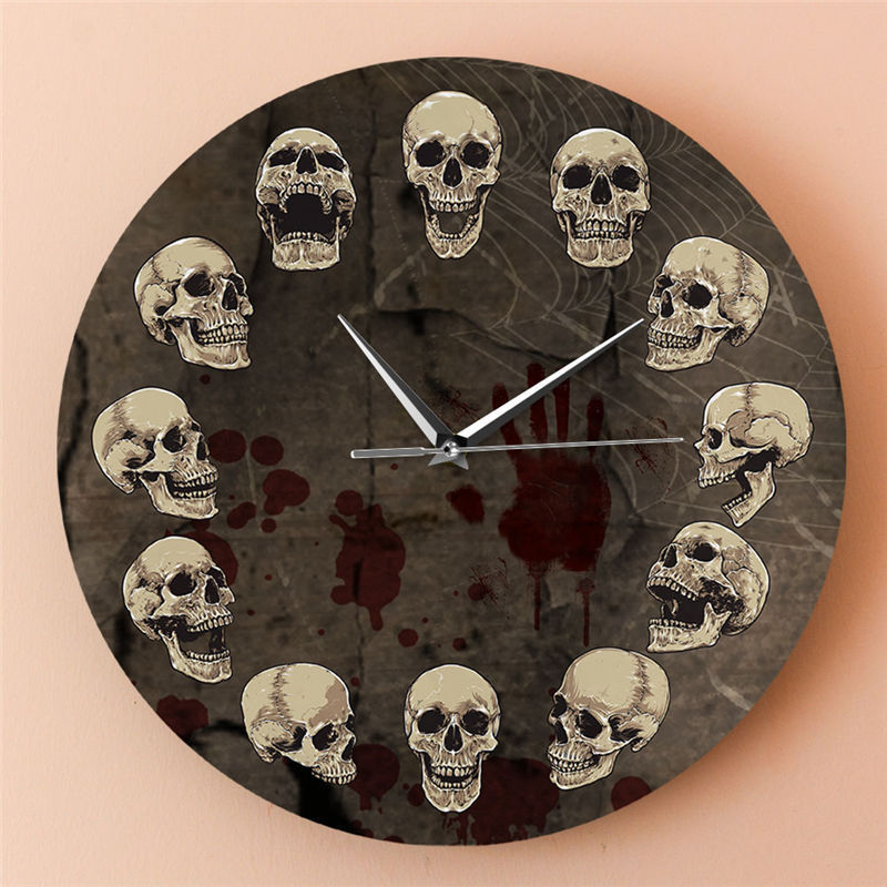 Skull Pattern Horror Decorative Clock, Halloween Decoration, Halloween Clock, Halloween Skull Pattern, Halloween Horror
