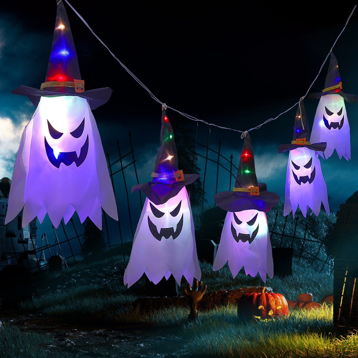 Halloween Holiday Decoration Lanterns Cloth Art Ghost Halloween String Lights, Pumpkin lanterns, Jack o Lanterns, Halloween Lights, Halloween Decoration Ornaments, Halloween inflatables, carved pumpkins, Halloween wreaths, Halloween Candles.