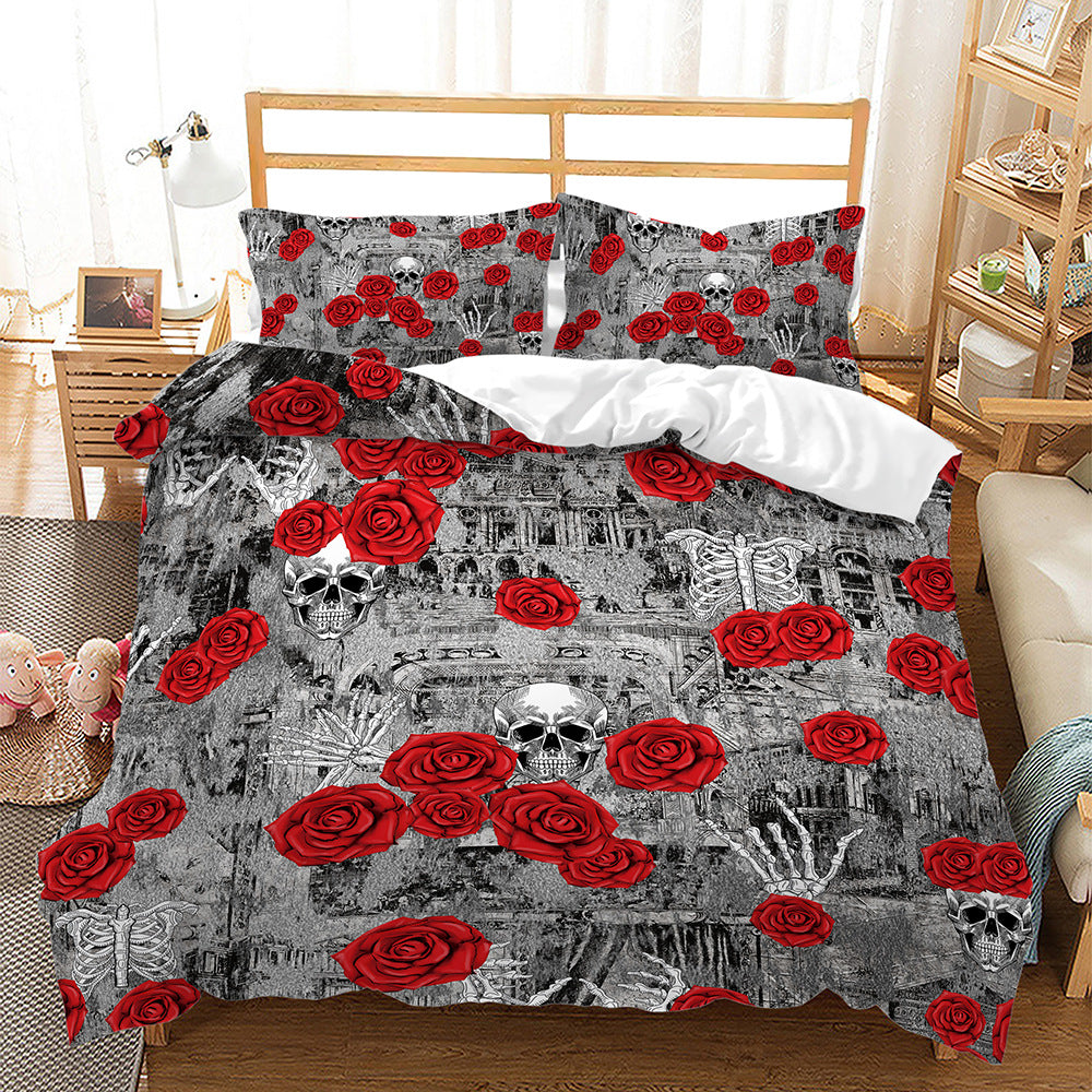 Halloween Decoration Three Piece 3D Printing Quilt Cover, Halloween decoration