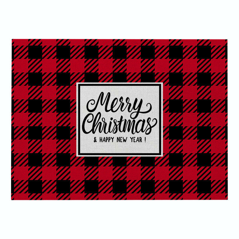 Christmas Series Cotton And Linen Placemat Dining Table Cushion Heat Proof Mat Anti-scald, Christmas Table Decoration, Christmas Table Mat, Christmas Decoration Items