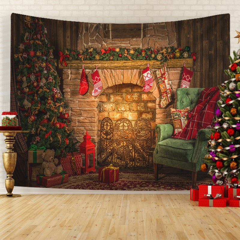 Christmas Printed Fireplace Decoration Background Cloth, Outdoor and Indoor Christmas decorations Items, Christmas ornaments, Christmas tree decorations, salt dough ornaments, Christmas window decorations, cheap Christmas decorations, snowmen, and ornaments.