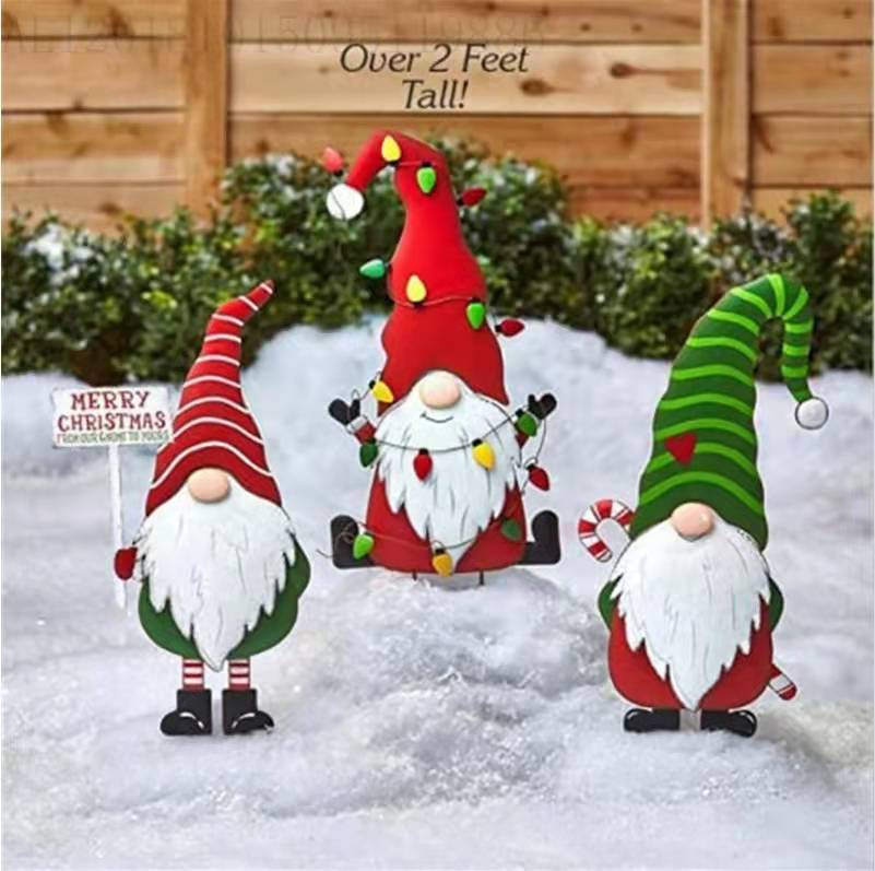 Gifting Series Gnome Metal Insert New Dwarf Santa Claus Courtyard Plugin Christmas Decor gnomes, Christmas Decoration Gnomes, Xmas Gnomes, Santa Gnomes, DIY gnomes, Gnome Christmas Tree, Nordic gnomes, Tomato Cage Gnomes, Plush Gnomes.