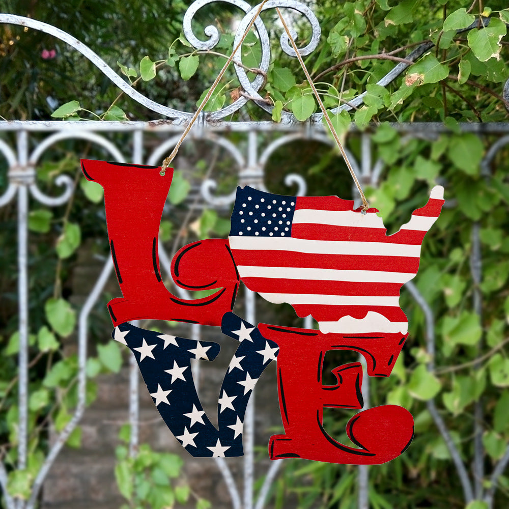 Love US Wooden Pendant Home Window Decoration, 4th of july decoration, patriotic wreath, decoration item, home decoration items, room decoration items, wall decoration items house decoration items, fourth of july decorations, patriotic decor, center table decoration,