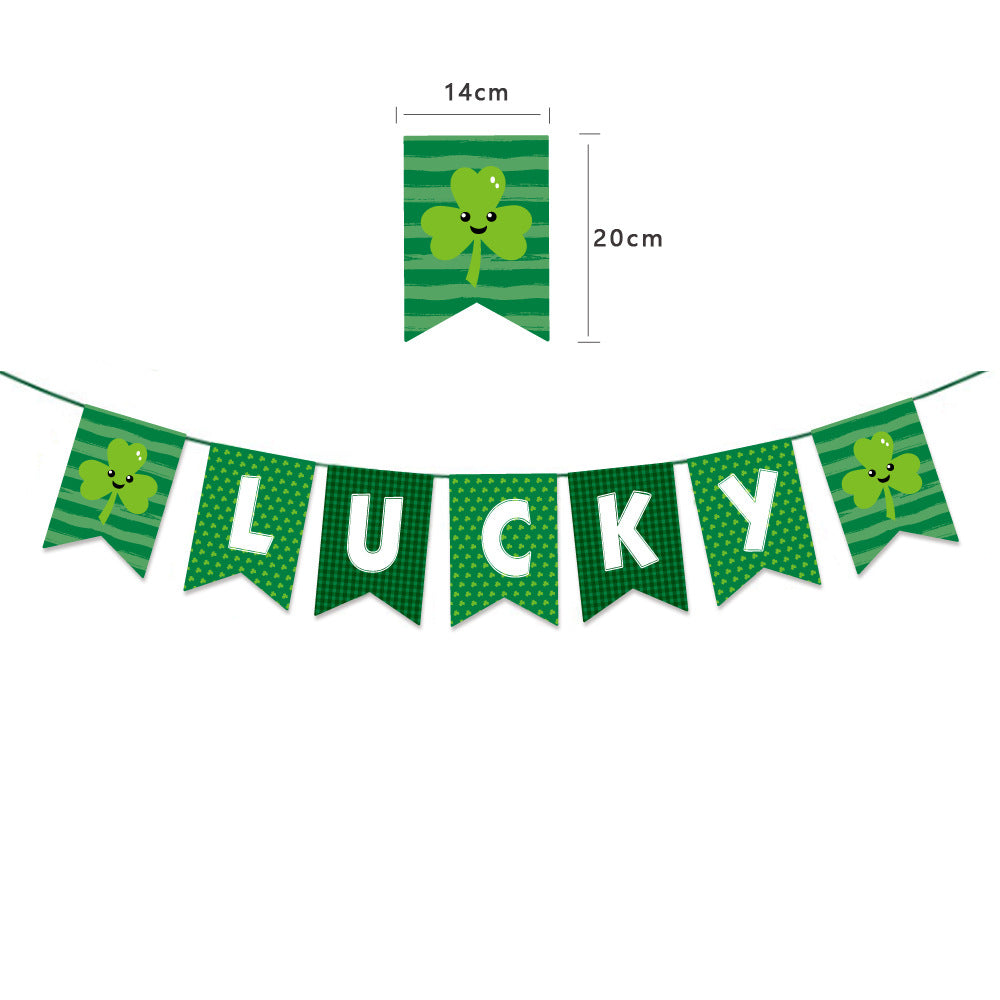 Decorative Clover Lucky Grass Pull Irish Alphabet Flag Hanging Ornaments