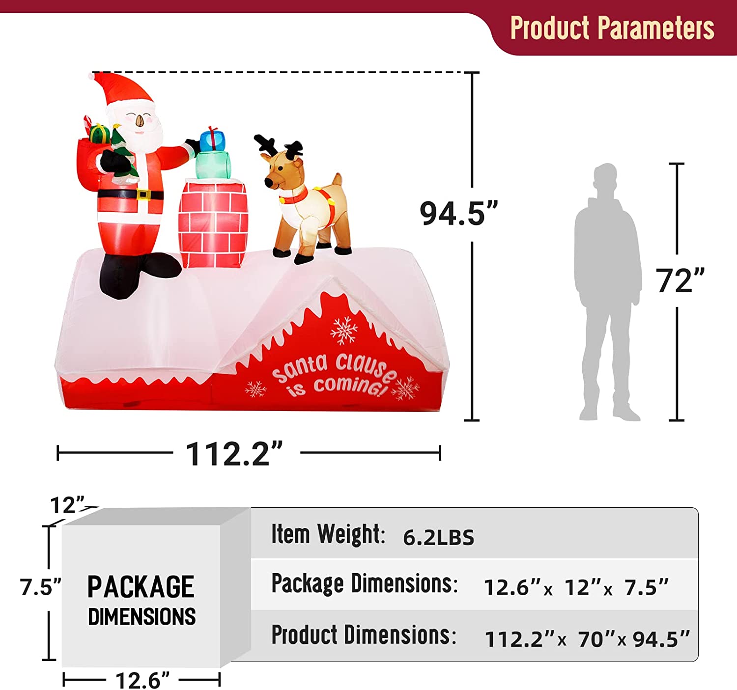 6ft Christmas Inflatable Decorations Claus Blow Up Built-in LED Light For Holiday Season, Quick Air Blown, Christmas Inflatable, Christmas Inflatable Decoration, Holiday Season Inflatable, Christmas inflatables, Christmas inflatables on Sale, Christmas inflatables 2022, Christmas inflatables lowes, Christmas inflatables wholesale