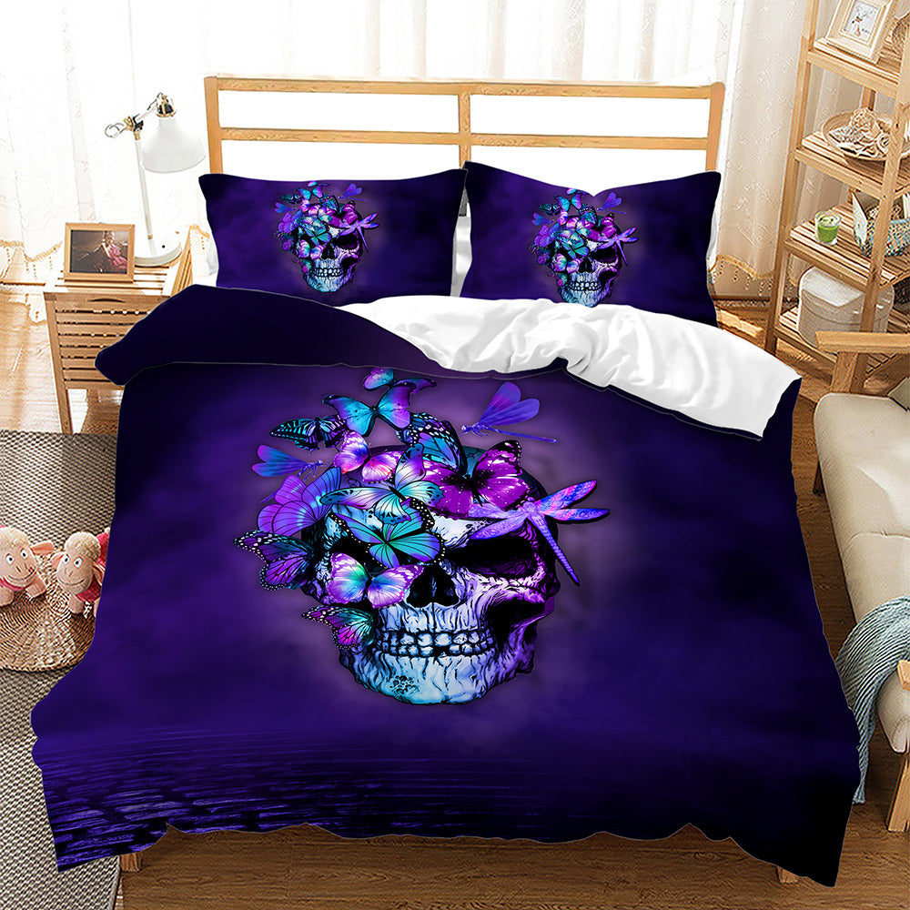 Halloween Decoration Three Piece 3D Printing Quilt Cover, Halloween decoration