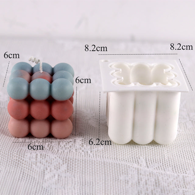 Silicone candle molds are a popular choice for candle-making because they are flexible, durable, and easy to use. Consider the size and shape of the candles you want to make and choose a mold that will accommodate your needs, Non-stick Bubble Cube Candles Silicone Mold 3D Aromathera