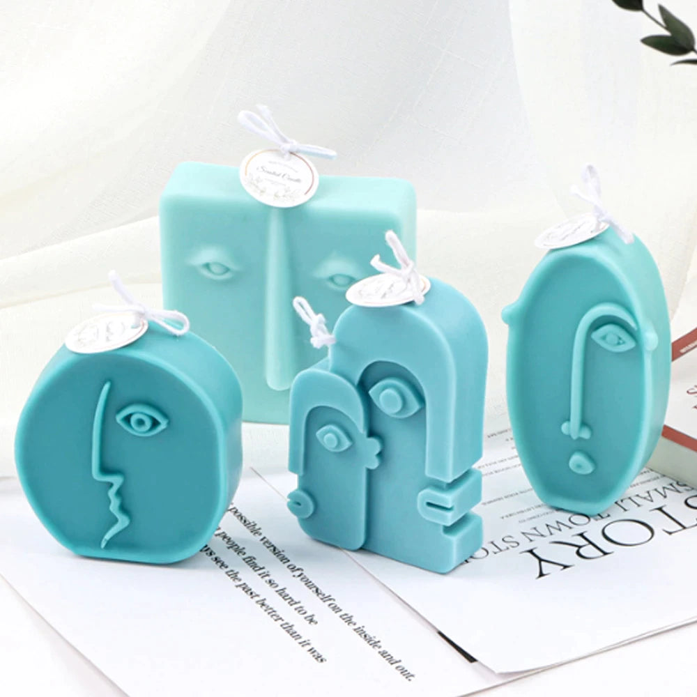 Irregular Abstract Face Diy Handmade Candle Mold, Silicone candle molds, Christmas tree candle molds, Halloween pumpkin candle molds, Easter egg candle molds, Animal candle molds, Sea creature candle molds, Fruit candle molds, Geometric candle molds, Abstract candle molds, DIY candle making molds,