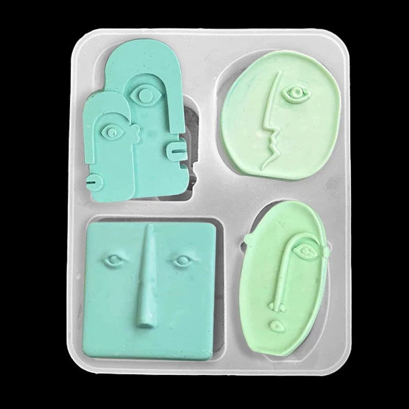 Irregular Abstract Face Diy Handmade Candle Mold, Silicone candle molds, Christmas tree candle molds, Halloween pumpkin candle molds, Easter egg candle molds, Animal candle molds, Sea creature candle molds, Fruit candle molds, Geometric candle molds, Abstract candle molds, DIY candle making molds,