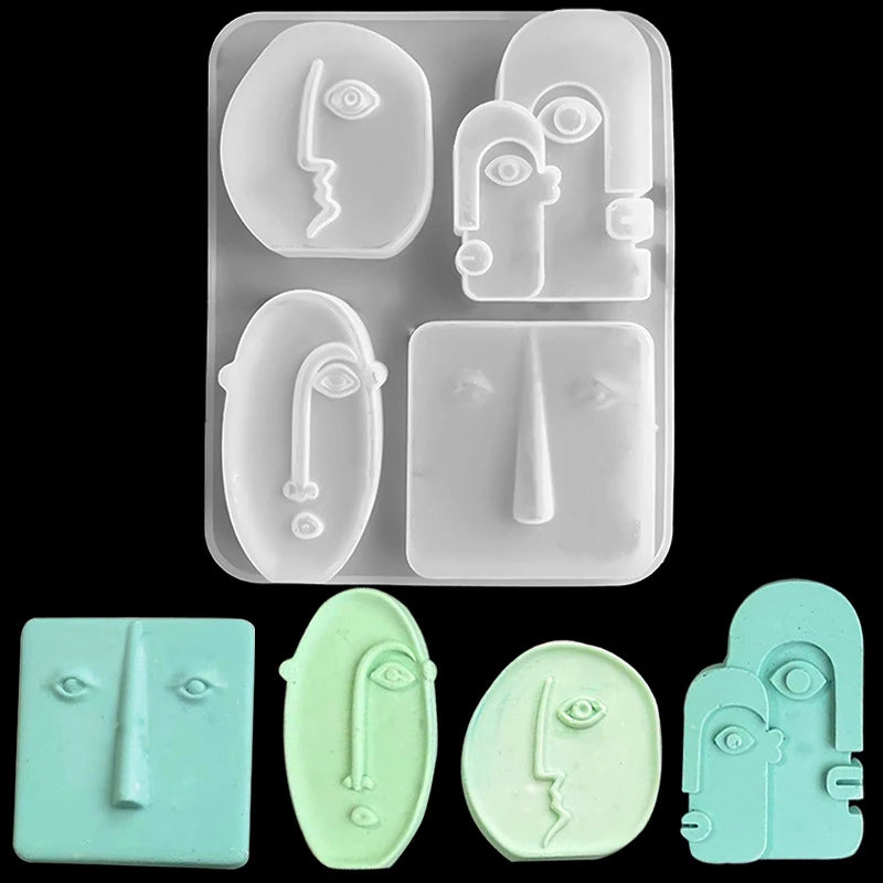 Irregular Abstract Face Diy Handmade Candle Mold, Silicone candle molds, Christmas tree candle molds, Halloween pumpkin candle molds, Easter egg candle molds, Animal candle molds, Sea creature candle molds, Fruit candle molds, Geometric candle molds, Abstract candle molds, DIY candle making molds,