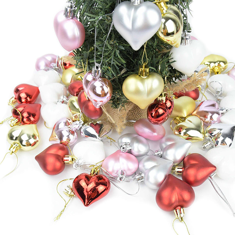 12pcs Lot Glitter Heart Star Pendant Christmas Tree Hanging, Christmas Decoration Items, Tree Hanging Ornaments, Glitter Hearts, Christmas Decoration