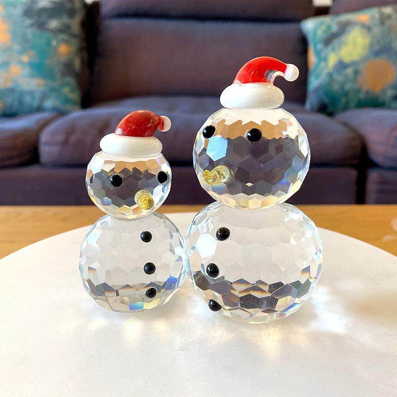 Transparent White Crystal Glass Christmas Snowman, Outdoor and Indoor Christmas decorations Items, Christmas ornaments, Christmas tree decorations, salt dough ornaments, Christmas window decorations, cheap Christmas decorations, snowmen, and ornaments.
