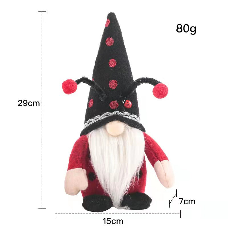 Red and Black Ladybug Gnome