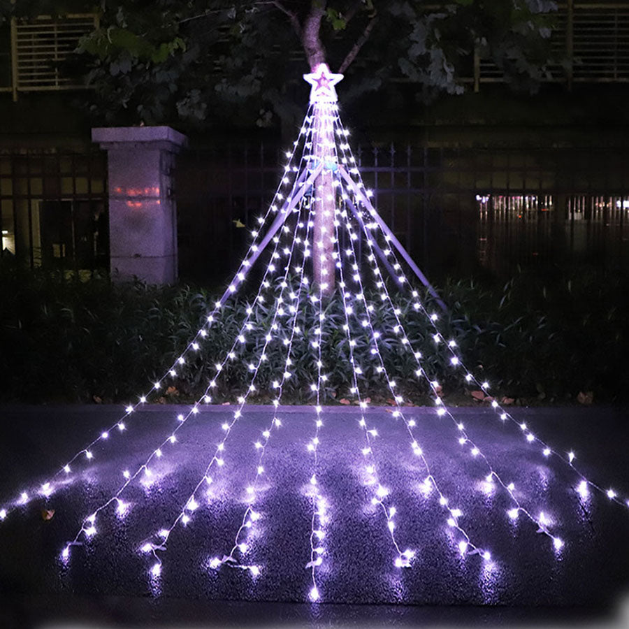 LED Five-pointed Star Waterfall Light To Decorate The Courtyard Outdoor, Christmas Lights, outdoor christmas lights, christmas tree lights, led christmas lights, solar christmas lights, outside christmas lights, christmas window lights, twinkly lights, christmas garland with lights, xmas lights, c9 christmas lights, battery operated christmas lights, lowes christmas lights