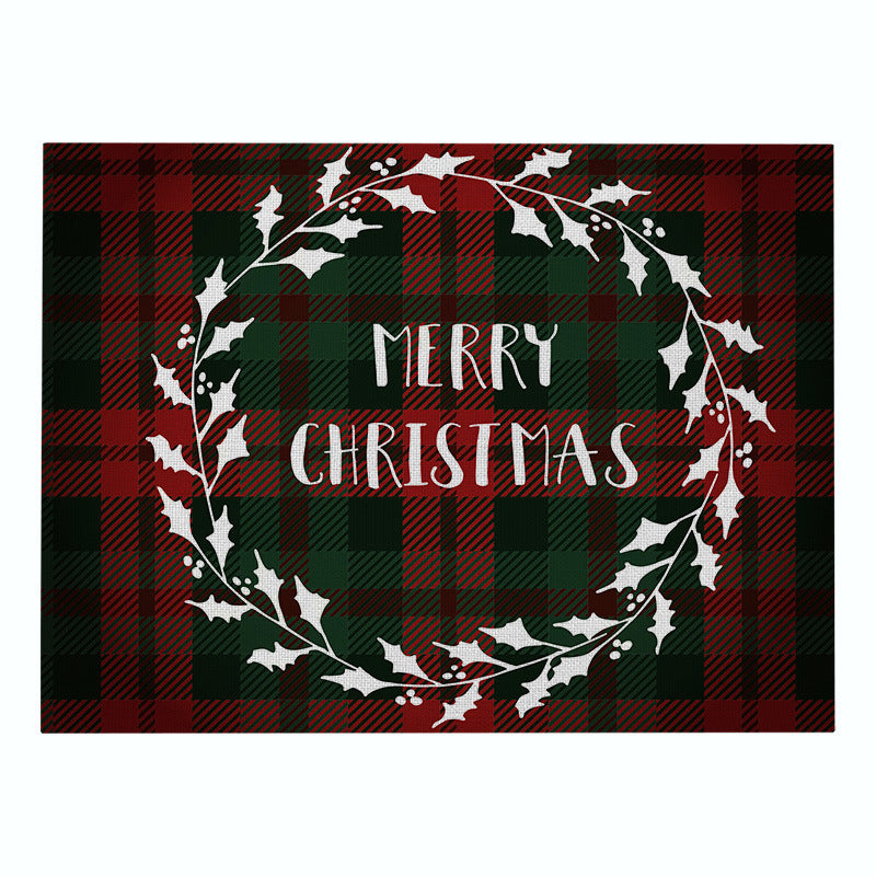 Christmas Series Cotton And Linen Placemat Dining Table Cushion Heat Proof Mat Anti-scald, Christmas Table Decoration, Christmas Table Mat, Christmas Decoration Items