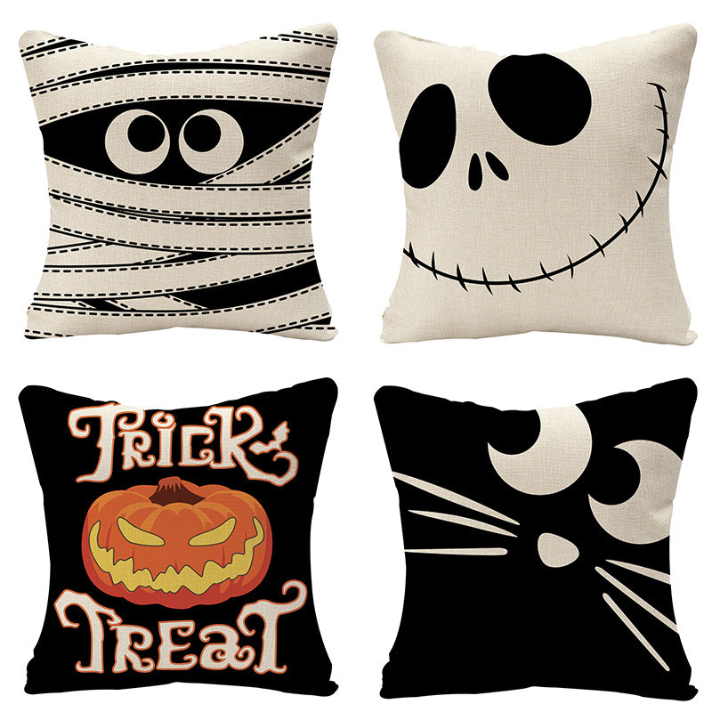 Home Fashion Halloween Linen Print Pillowcase, Halloween Pillowcases, Halloween Decoration Home