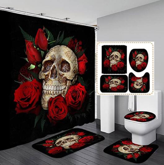 Polyester Printed Thickened Waterproof Halloween Shower Curtain, Wallpapers, Halloween Wallpapers, Wallpaper Decoration, Halloween, Skull Wallpaper, Love Wallpaper, 
