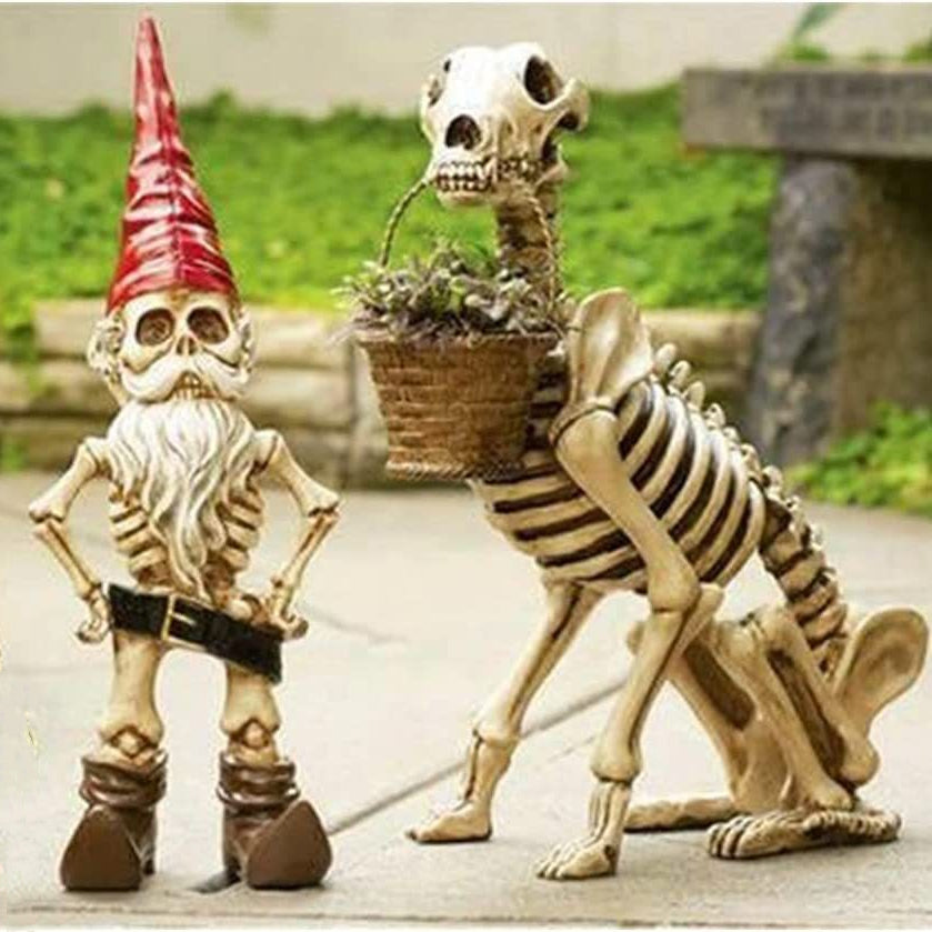 Dinosaur Skeleton, Skull Men And Women Skeleton Resin Decorations Halloween Gardening Decoration