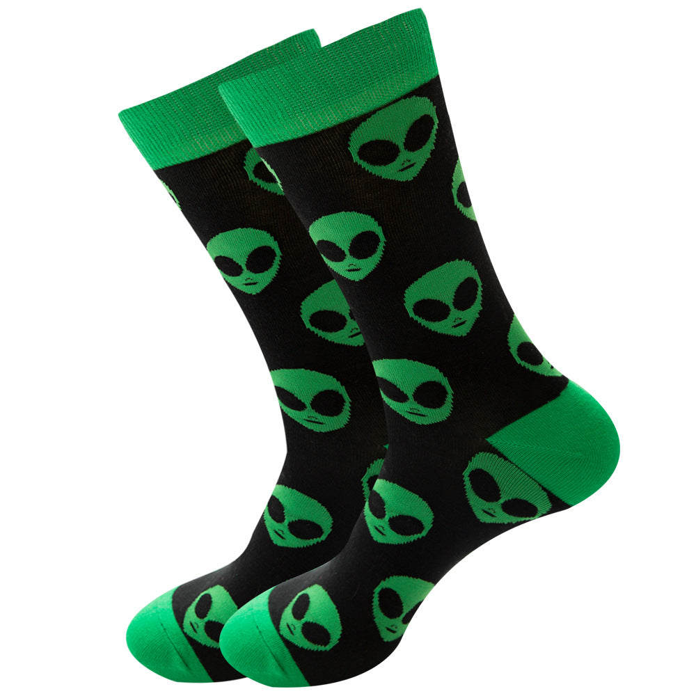Women's Halloween Skull Alien Print Socks