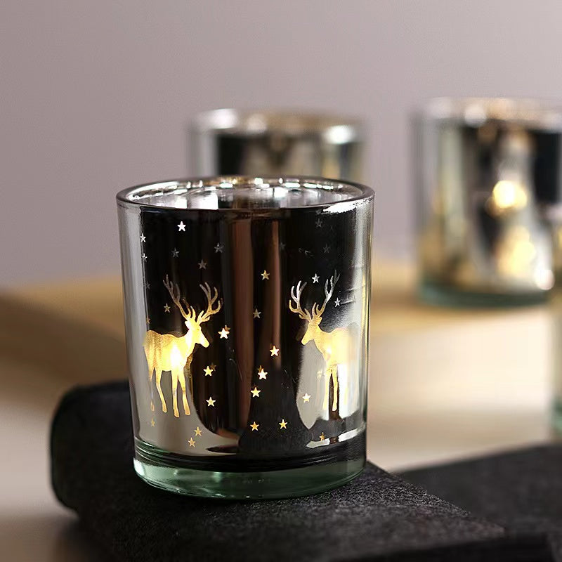 Christmas Electroplated Candle Cup Elk Silver Snowflake, Christmas candles, window candles, advent candles, Christmas candle holder, Christmas window candles, Christmas tree candles, Christmas wax melts, Christmas scented candles and electric window candles.