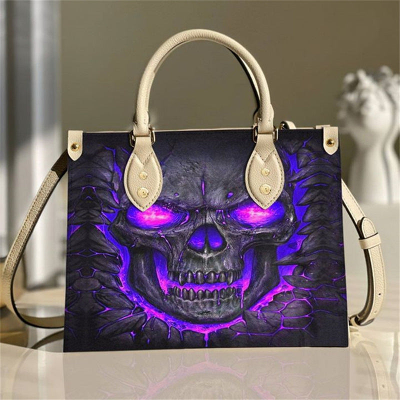 Halloween decorated Skull Pattern Tote Bag, Halloween decorated, Hand bag