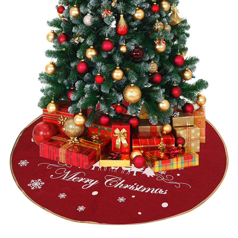 Christmas Decoration Linen 98CM Snowflake Tree Skirt, Christmas Tree Bottom, Christmas Tree Skirt