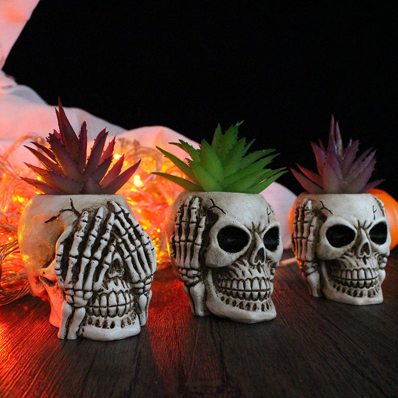 Three Ghost Head Resin Ornaments Simple Lazy Potted Plants, Halloween Ghost Head Ornaments, Halloween Potted Plants, Skull Decoration, Skull Head Decoration, Halloween Decoration