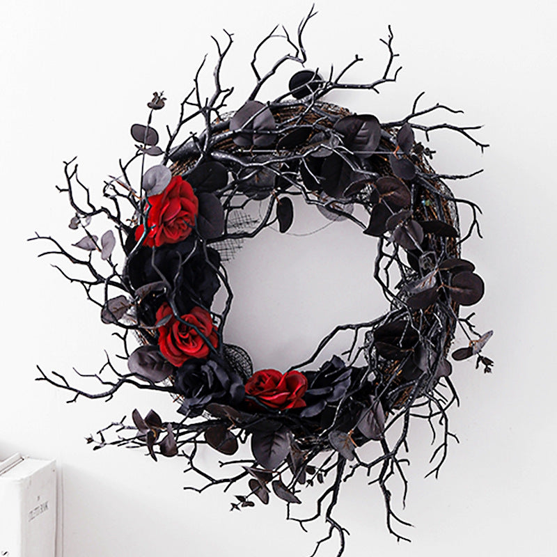 Halloween Dead Branch Wreath Simulation Flower Black Decoration
