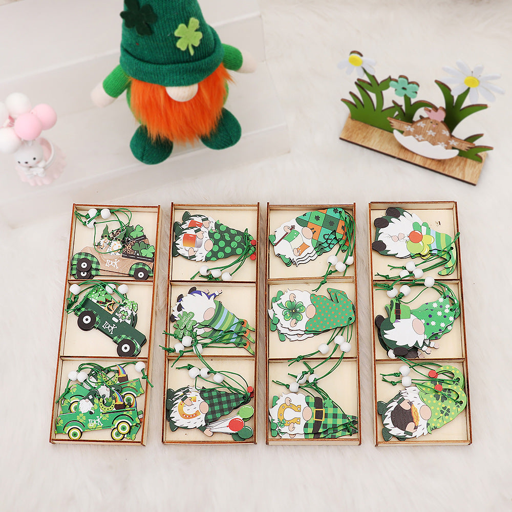 Decoration Green Cap Forest Man Dwarf Doll Courtyard Atmosphere Layout Props, st patricks day gnomes, wooden st patricks day gnomes, irish gnomes, green gnomes,