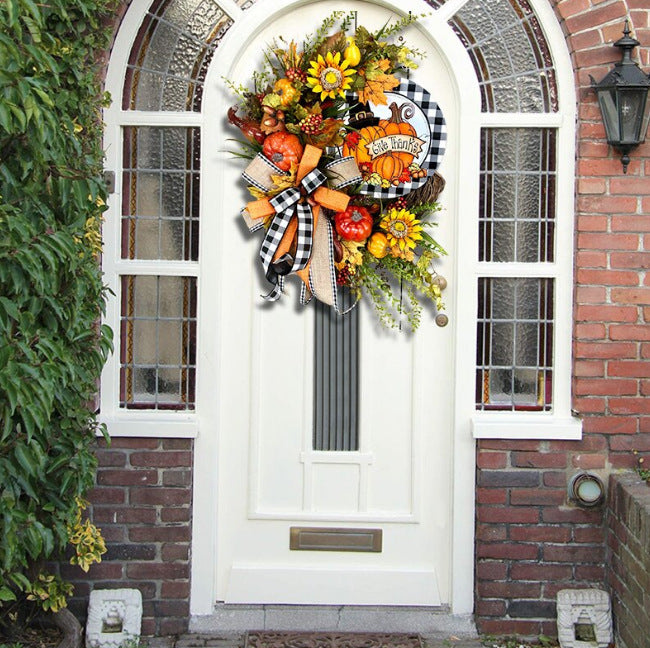 New Wooden Sign Ornament Autumn Pumpkin Wreath