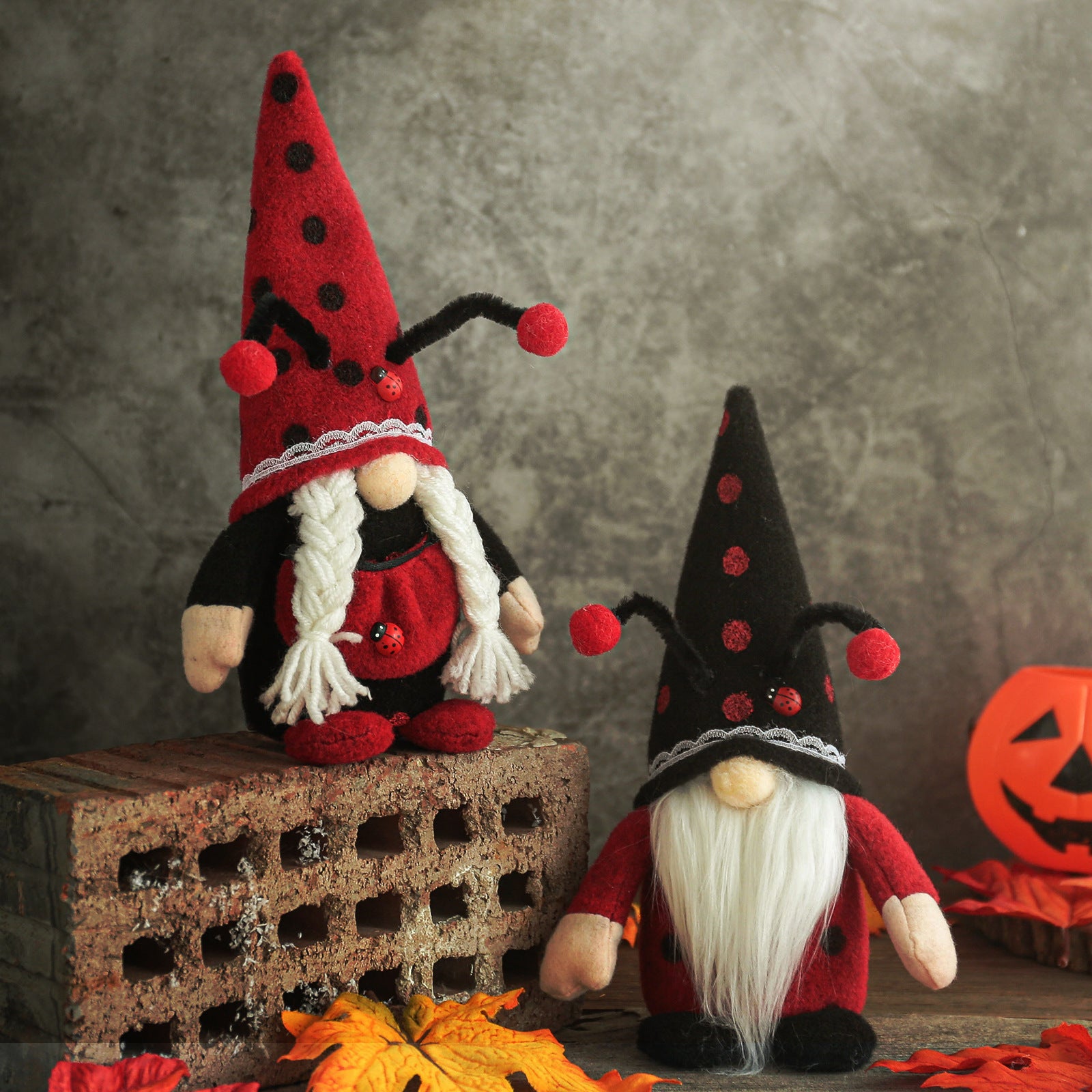 Red and Black Ladybug Gnome