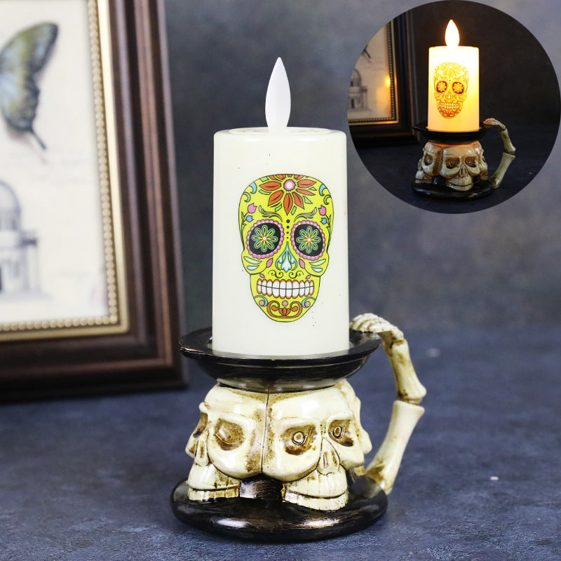 halloween party decorations, scary halloween decorations, halloween blow ups, halloween yard decorations, vintage halloween decorations, pumpkin decorations, halloween outdoor lights, Halloween Decoration Props Skull Pumpkin Candle Light LED Glowing, 