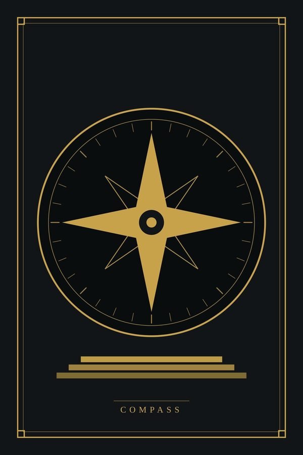 Compass — A four-point rose in a double ring