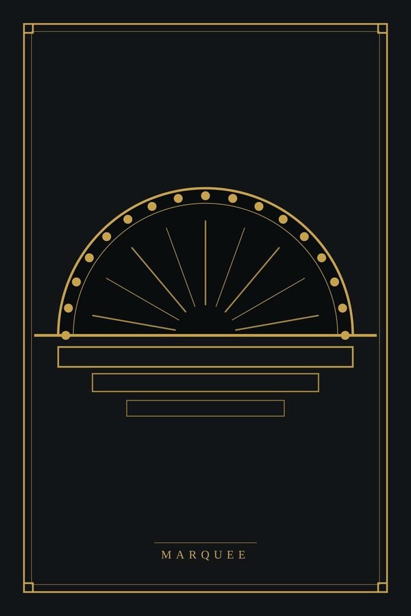 Marquee — A theatre arch ringed with bulbs