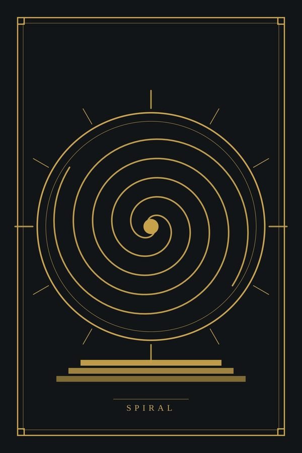 Spiral — Two opposed volutes in a rayed ring