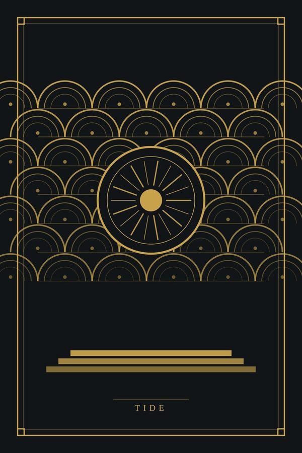 Tide — A scalloped wave pattern with a medallion