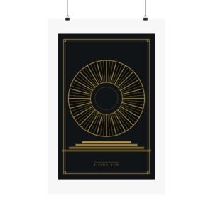 Art Deco Rising Sun Matte Poster — Minimal Black & Gold Wall Art