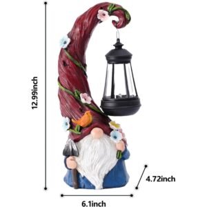 Gnome Garden Decor Statue with Solar Lantern Light