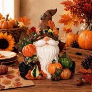 6-Inch Thanksgiving Gnome Statue, Autumn Fall Home Decor