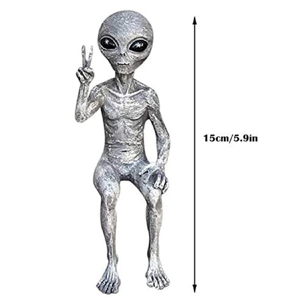 Painted Resin Alien Garden Statue Ornament