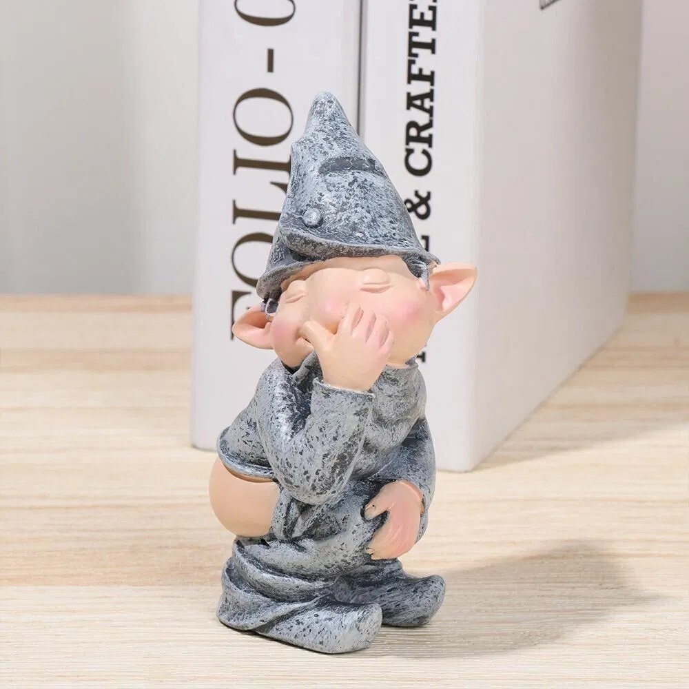 Pooping Naughty Gnome Miniature Resin Statue - Funny Garden Ornament - Image 4