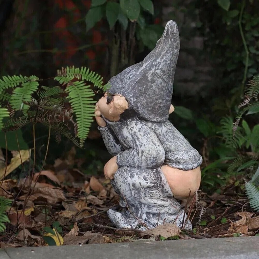 Pooping Naughty Gnome Miniature Resin Statue - Funny Garden Ornament - Image 6