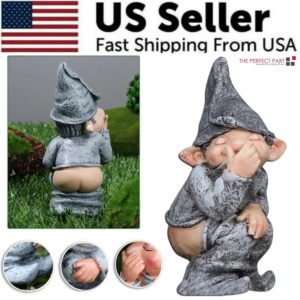 Pooping Naughty Gnome Miniature Resin Statue - Funny Garden Ornament