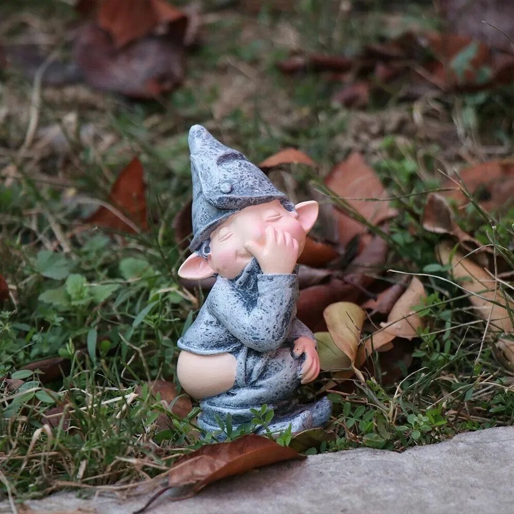 Pooping Naughty Gnome Miniature Resin Statue - Funny Garden Ornament - Image 3