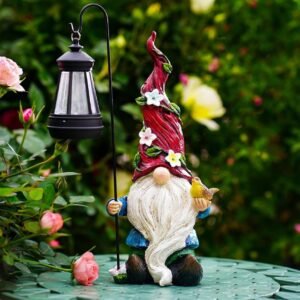 Solar Garden Gnome Statue With Lights, Outdoor Decor Gift For Women And Mom Funny Solar Gnome Decoration For Garden, Yard, Lawn, Porch And Patio