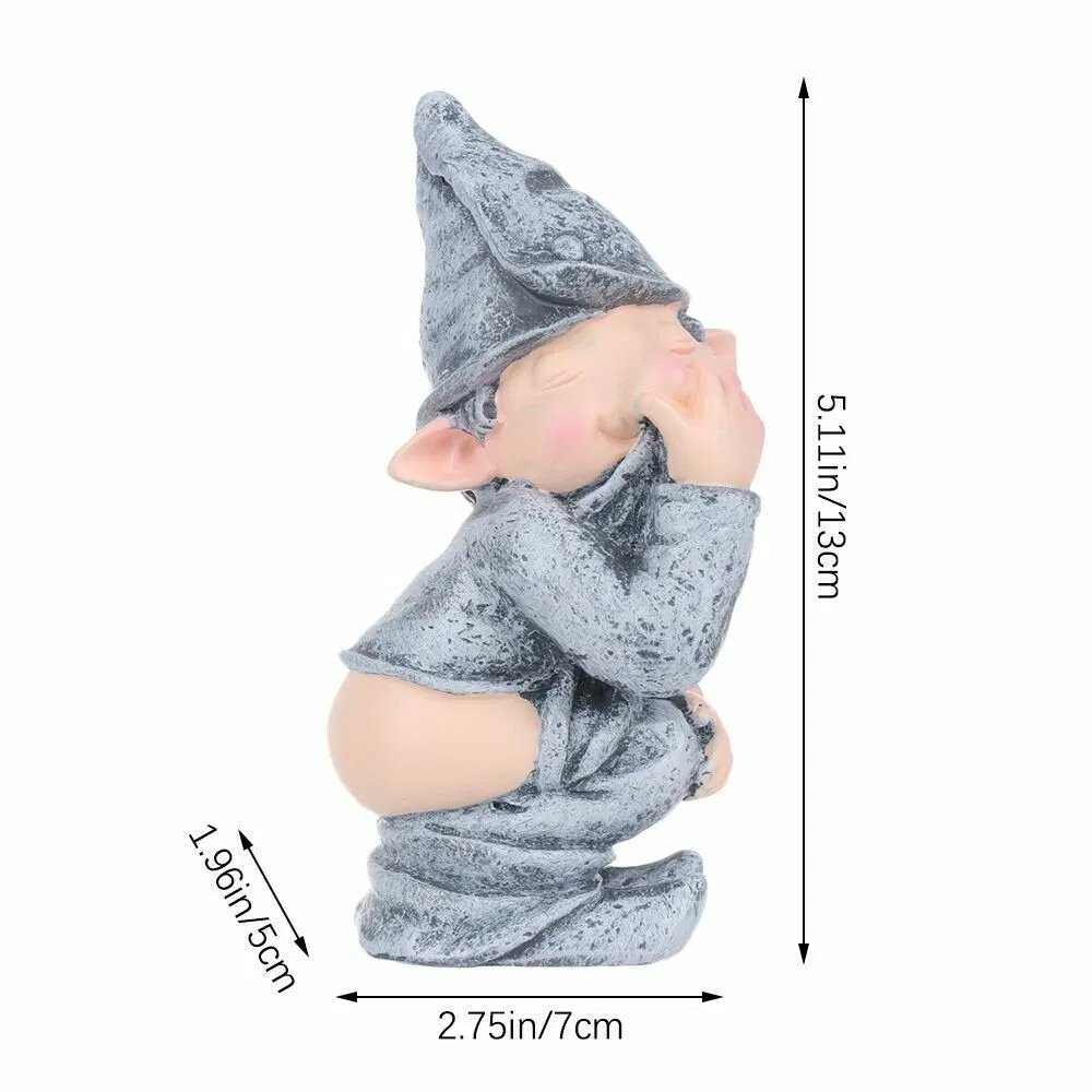 Pooping Naughty Gnome Miniature Resin Statue - Funny Garden Ornament - Image 2